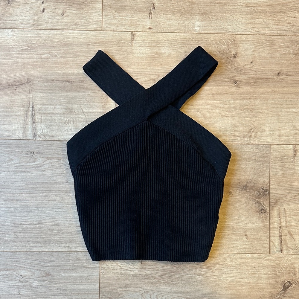 Babaton Criss-Cross Sculpt Knit Cropped Tank